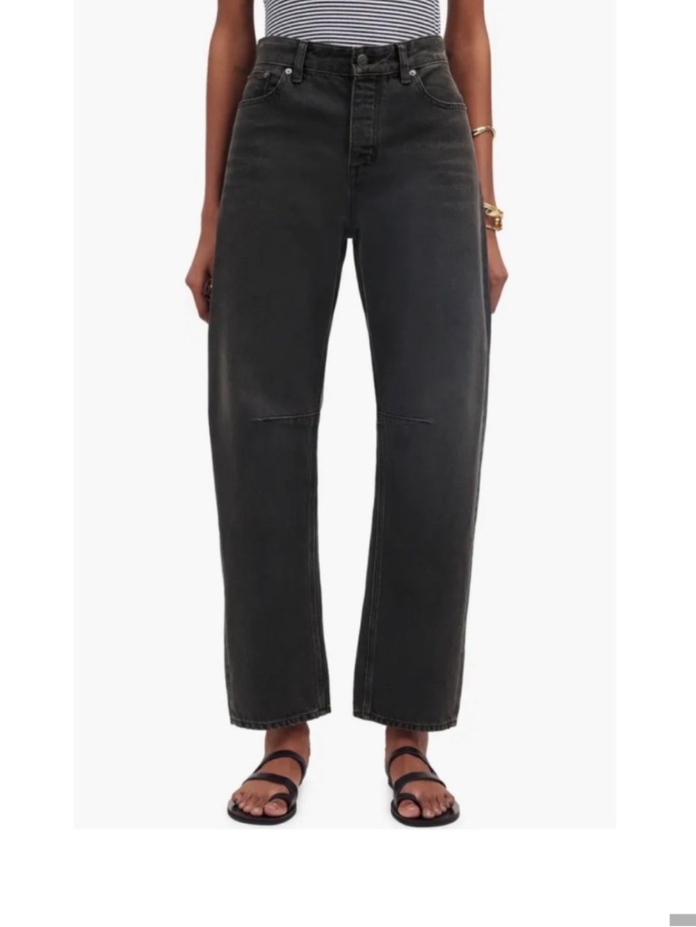 Madewell The Darted Barrel-Leg Jean in Lunar Denim Washed Black Size 27